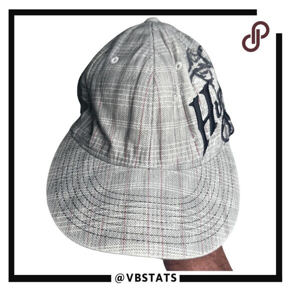Flexfit Men's Hurley Stretch Fitted Plaid Baseball Hat Gray White Large-XL - Picture 1 of 8